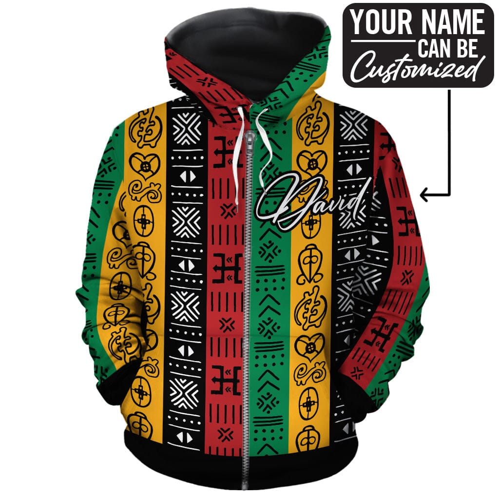 African Symbols in Pan African Colors All-over Hoodie Hoodie Tianci 