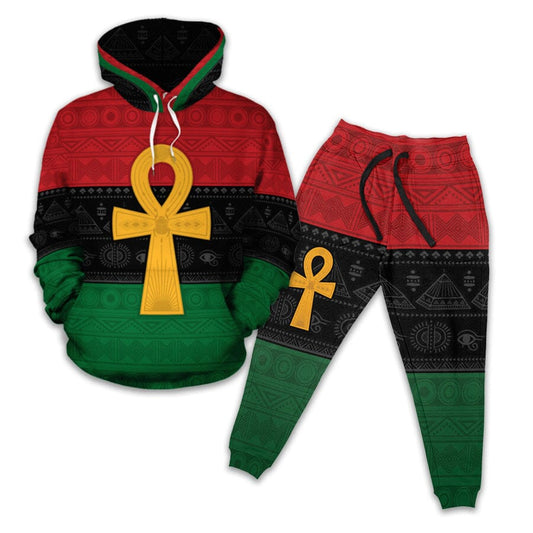 Pan African Ankh Fleece All-over Hoodie And Joggers Set