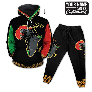 Panther Africa Fleece All-over Hoodie And Joggers Set Hoodie Joggers Set Tianci 