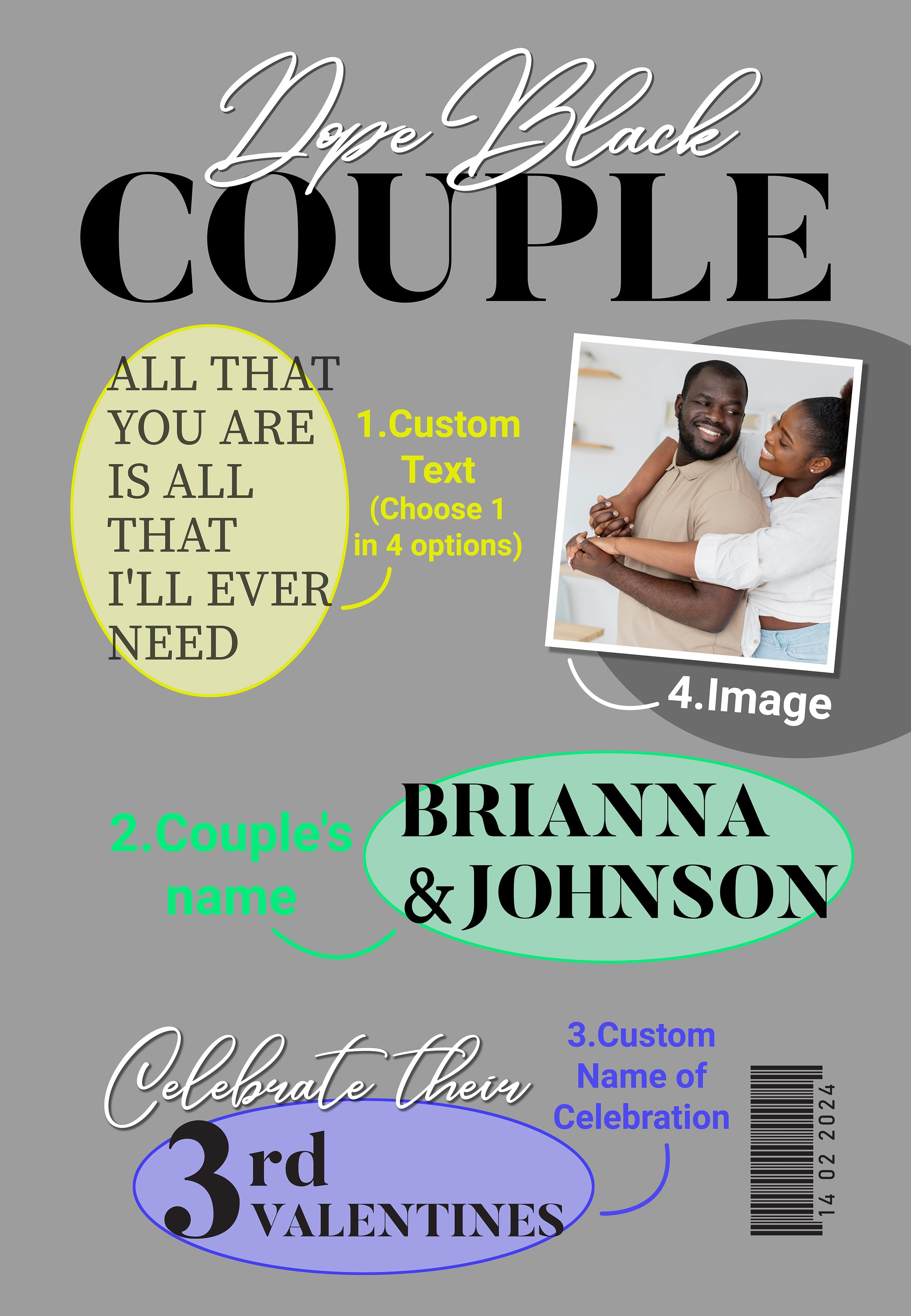 Personalized Dope Black Couple Magazine Cover Canvas Wall Canvas Dreamship 