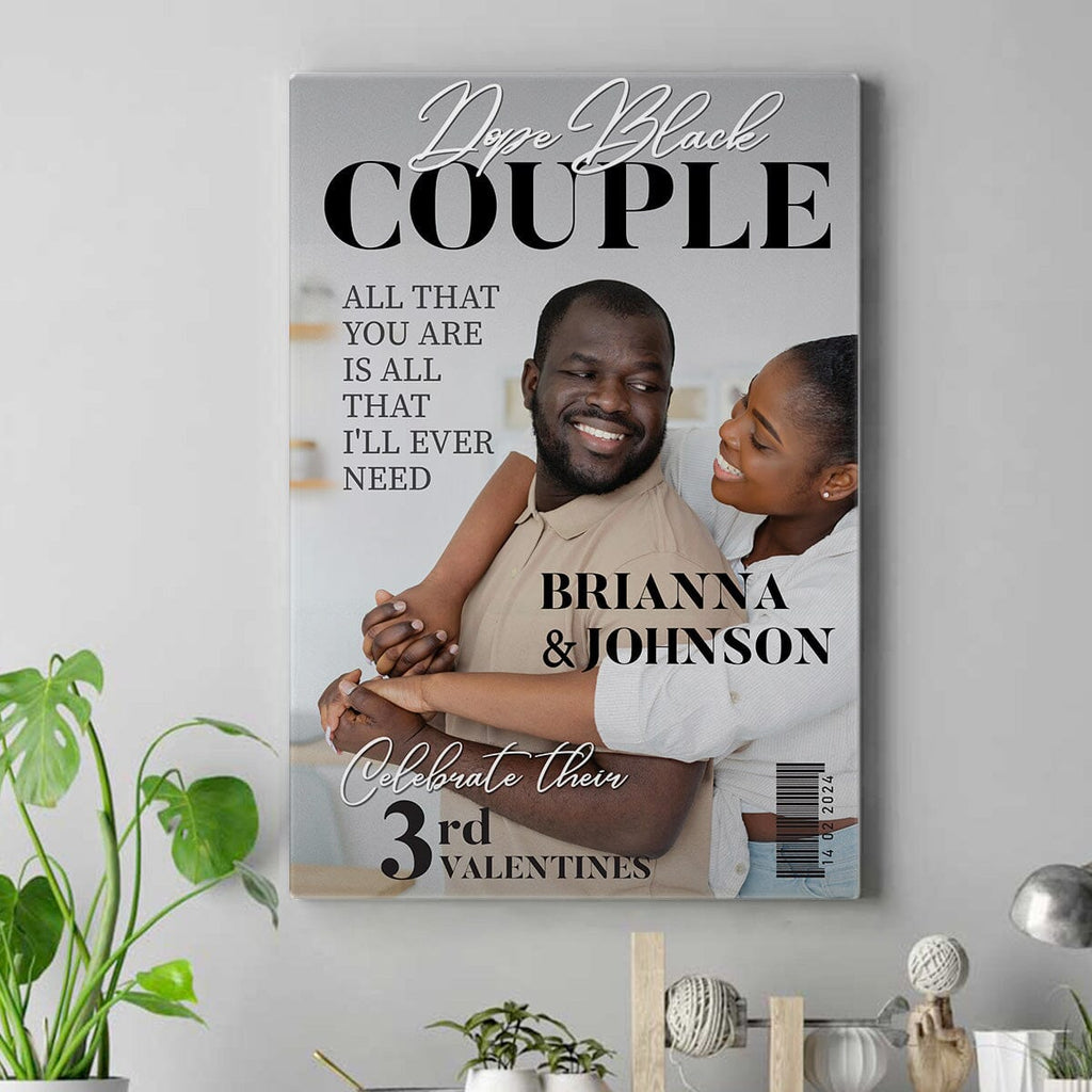 Personalized Dope Black Couple Magazine Cover Canvas Wall Canvas Dreamship 