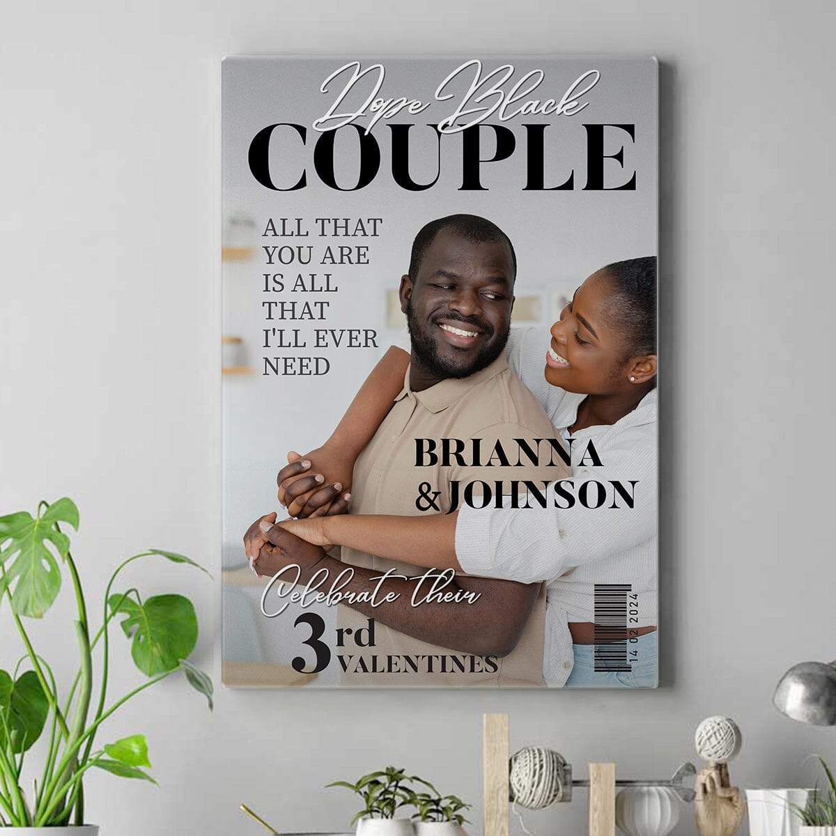 Personalized Dope Black Couple Magazine Cover Canvas Wall Canvas Dreamship 