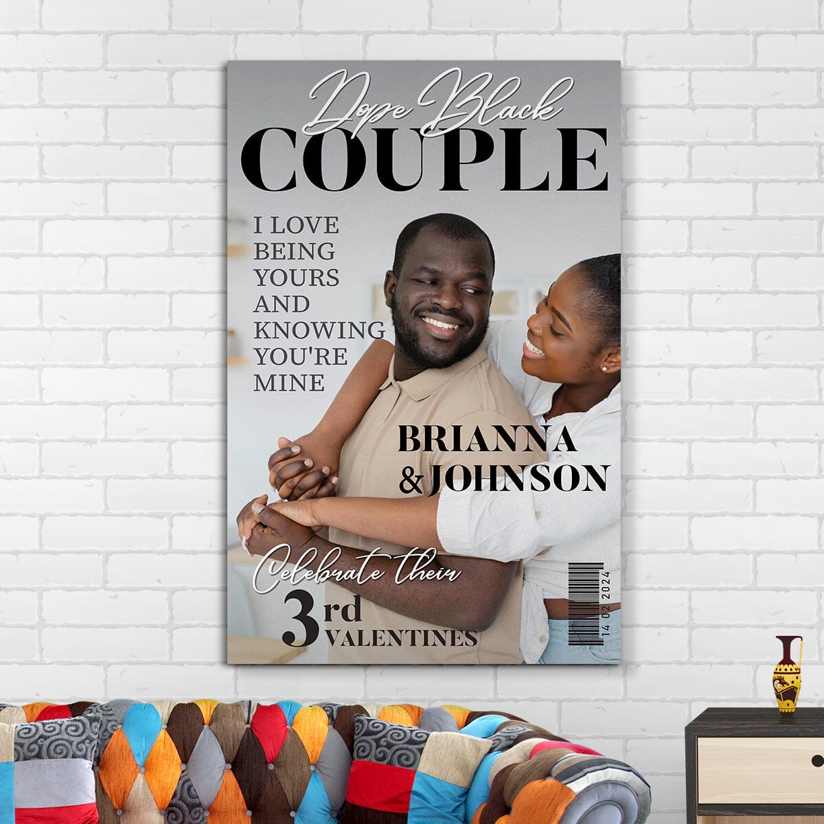 Personalized Dope Black Couple Magazine Cover Canvas Wall Canvas Dreamship 