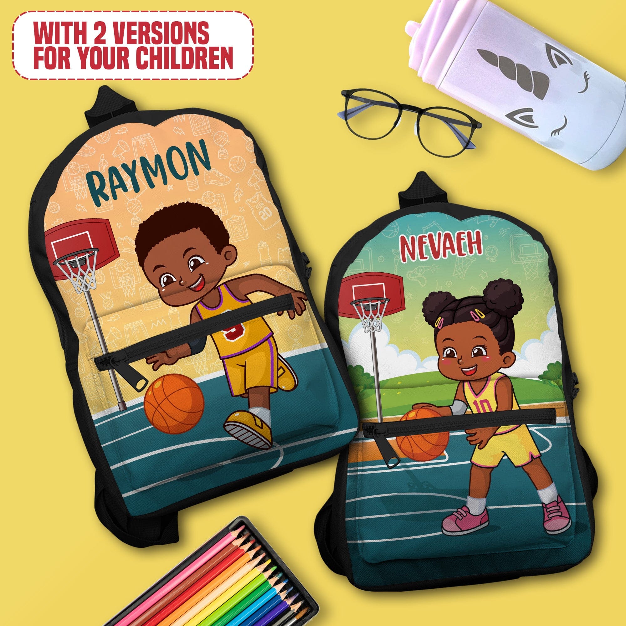 Personalized Little Afro Basketball Player Kid Backpack Kid Backpack Tianci 
