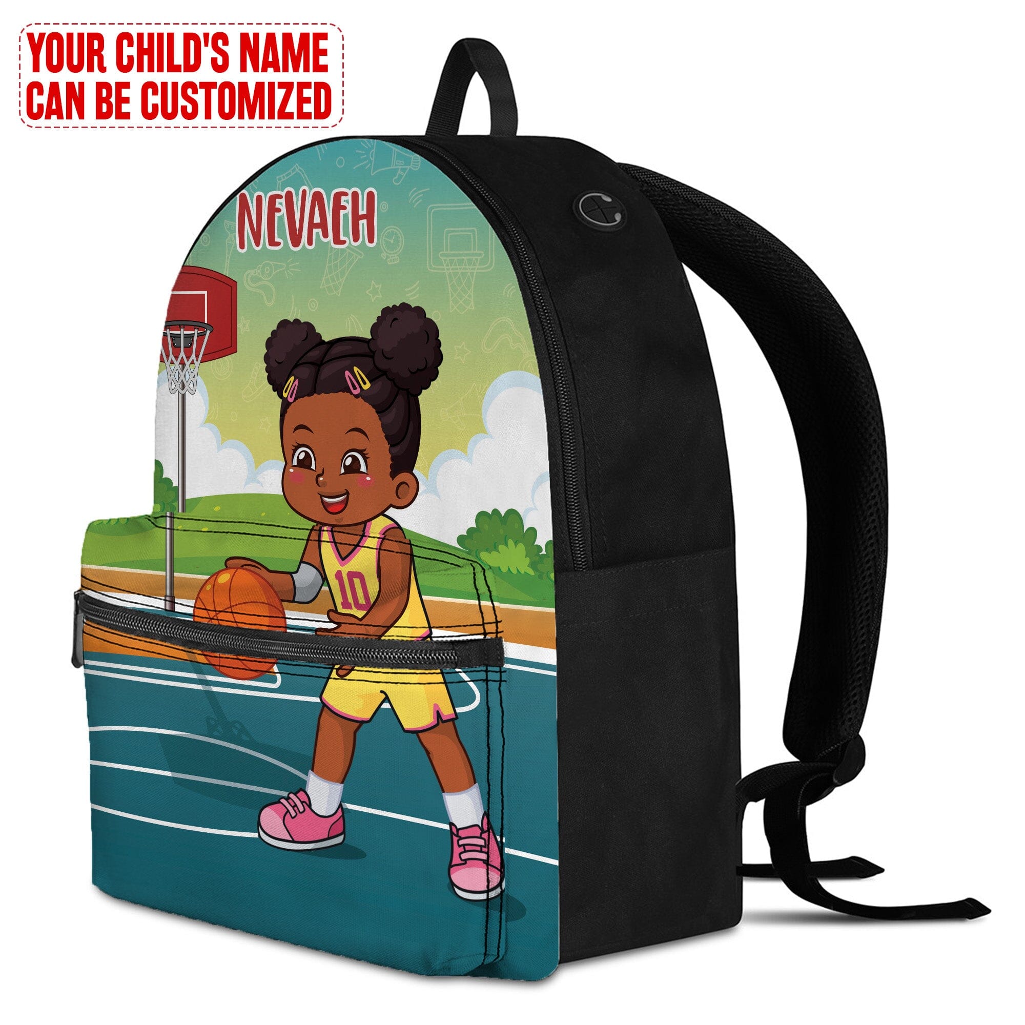 Personalized Little Afro Basketball Player Kid Backpack Kid Backpack Tianci 