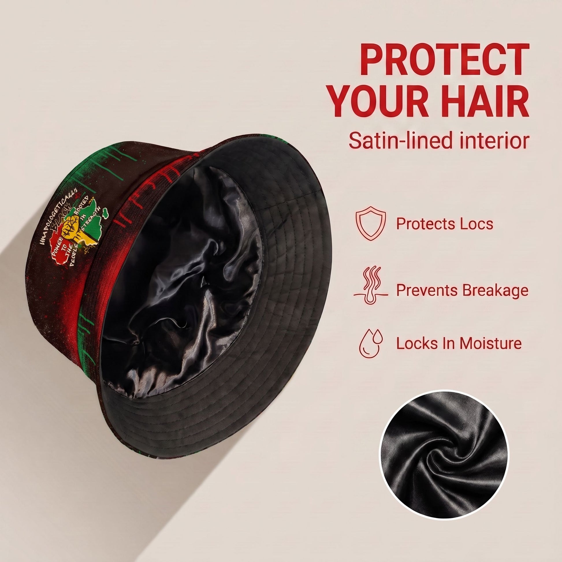 Power in Our Roots Bucket Hat Bucket Hat Tianci Premium Satin Lined Average 