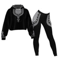 Printed Dashiki Color Black Cropped Hoodie and Leggings Set Cropped Hoodie Leggings Set Zootop Bear 