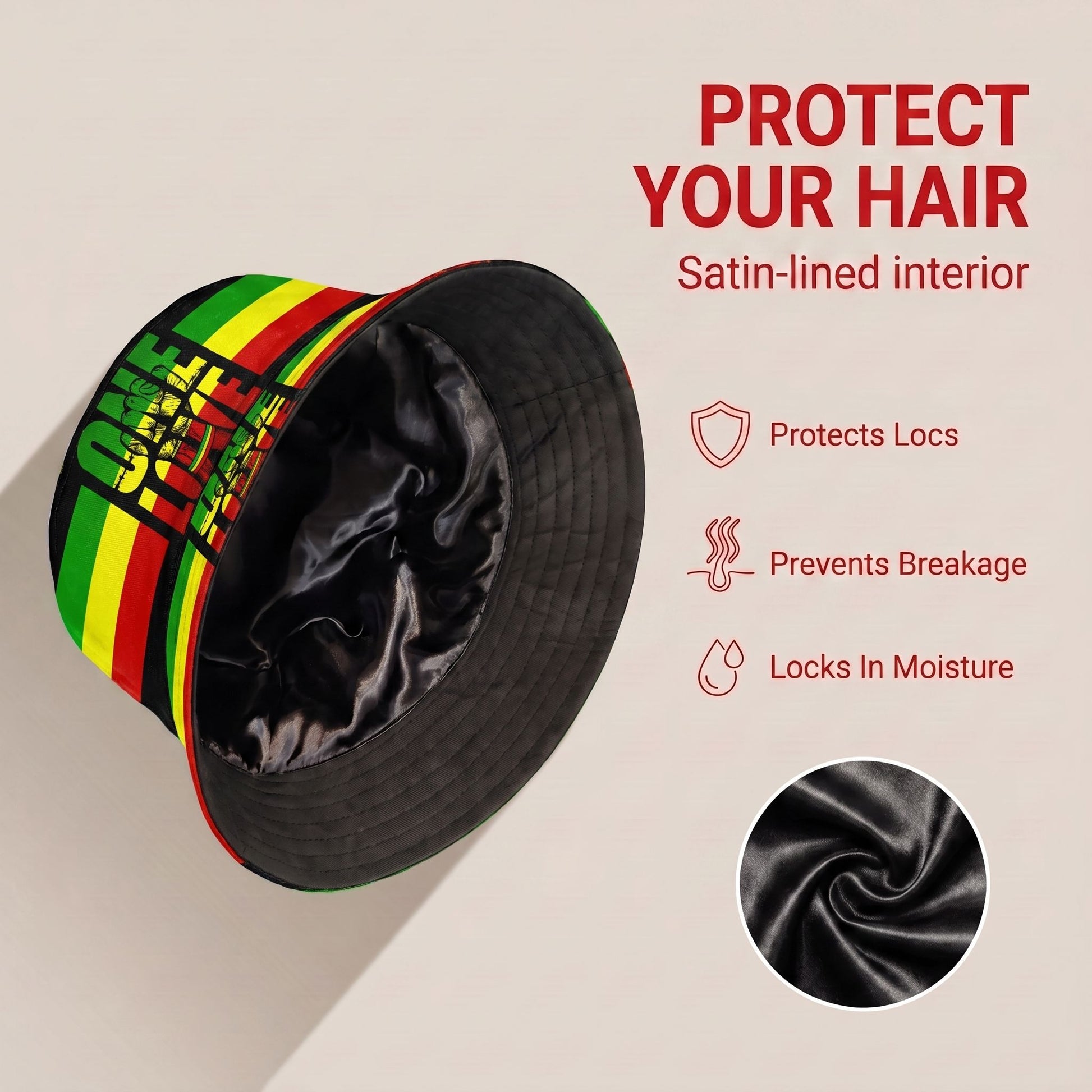 Reggae One Love Bucket Hat Bucket Hat Tianci Premium Satin Lined Average 