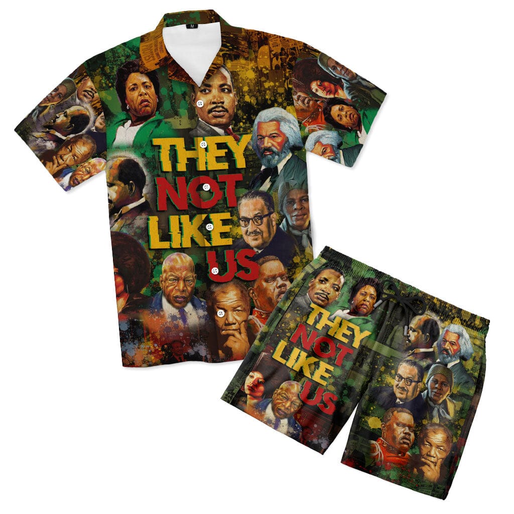 They Not Like Us Hawaiian Shirt And Shorts Set Hawaiian Shirt And Shorts Set Melaninful S S 