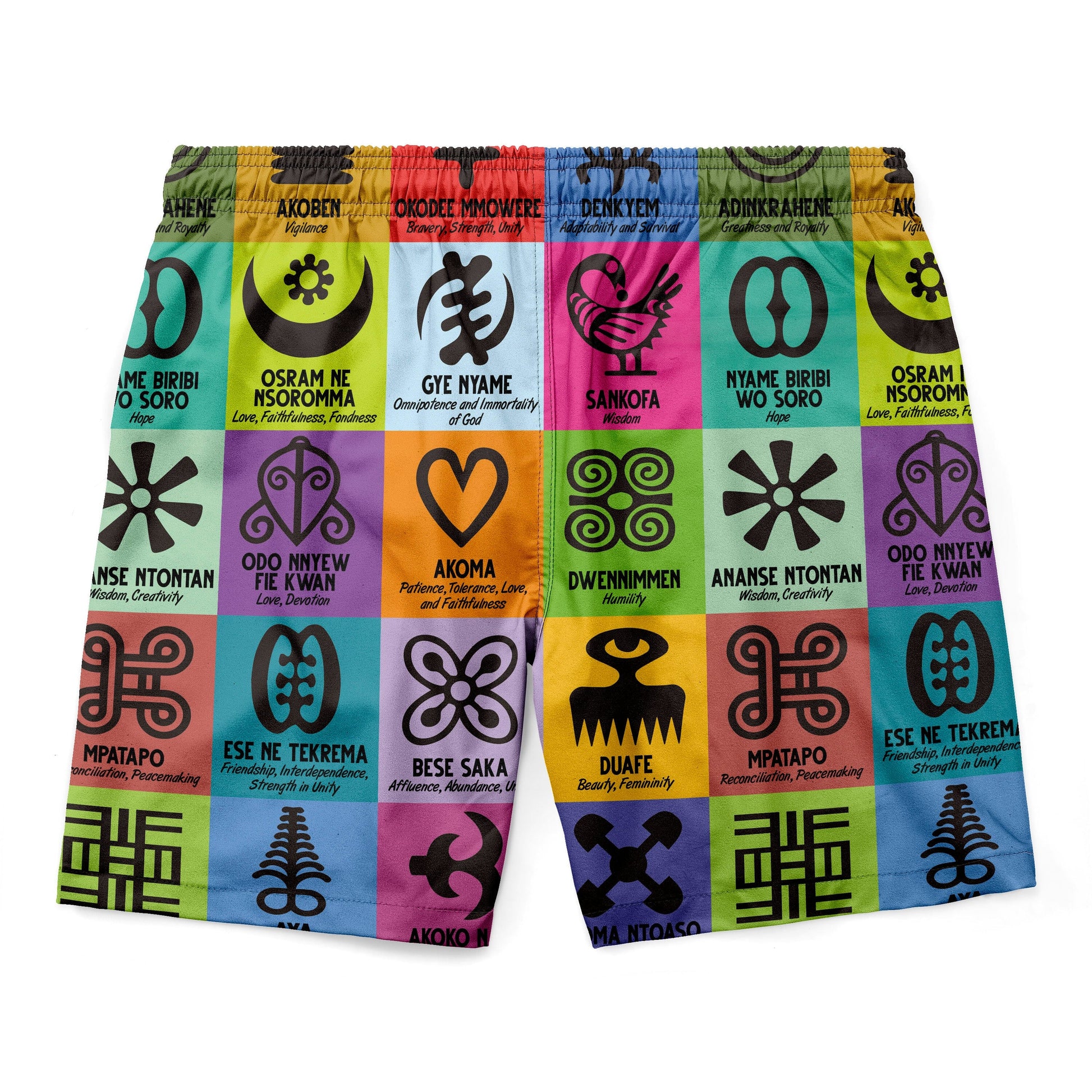 Multi Color Adinkra Symbols Shorts Shorts Tianci 