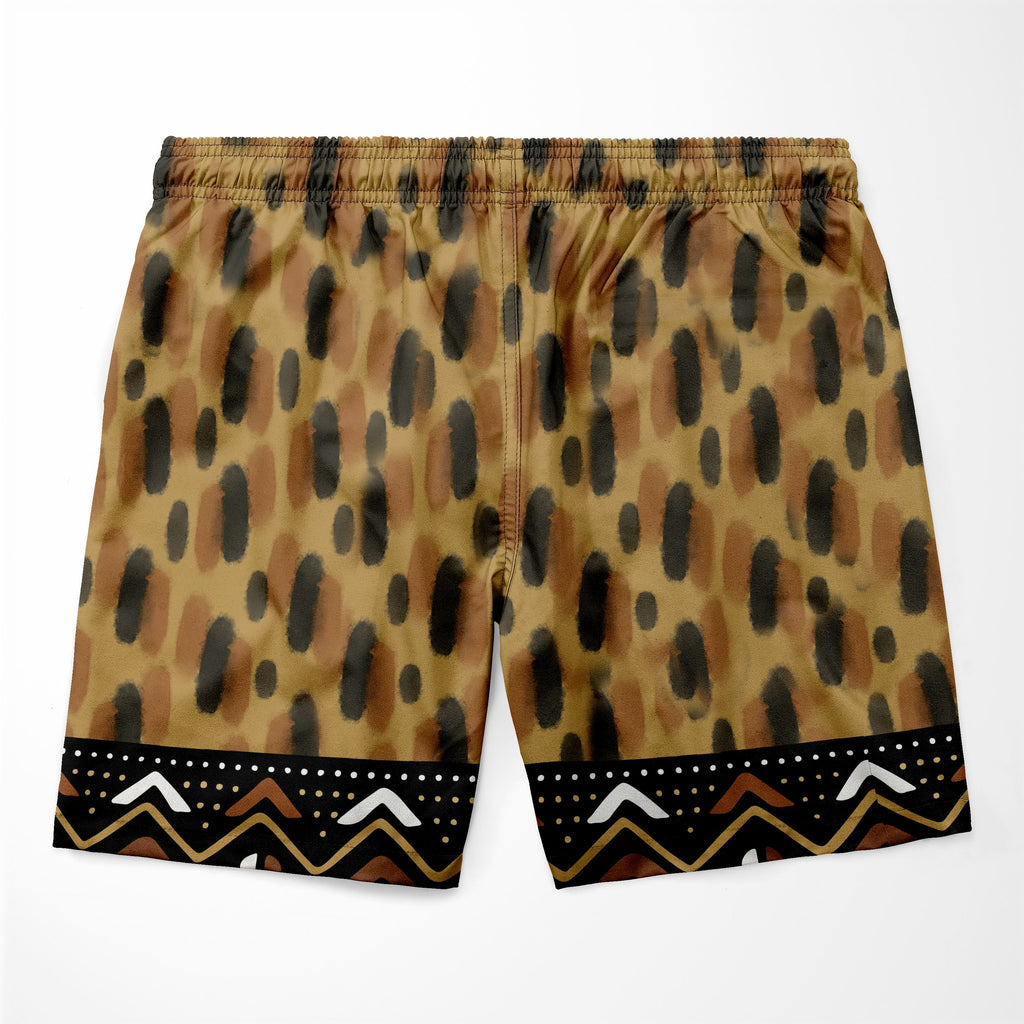 Printed Mud Cloth and Adinkra Symbol Shorts Shorts Tianci 