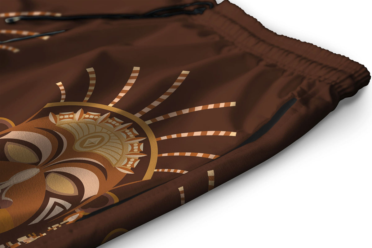 African Mask Printed Mudcloth Shorts Shorts Tianci 
