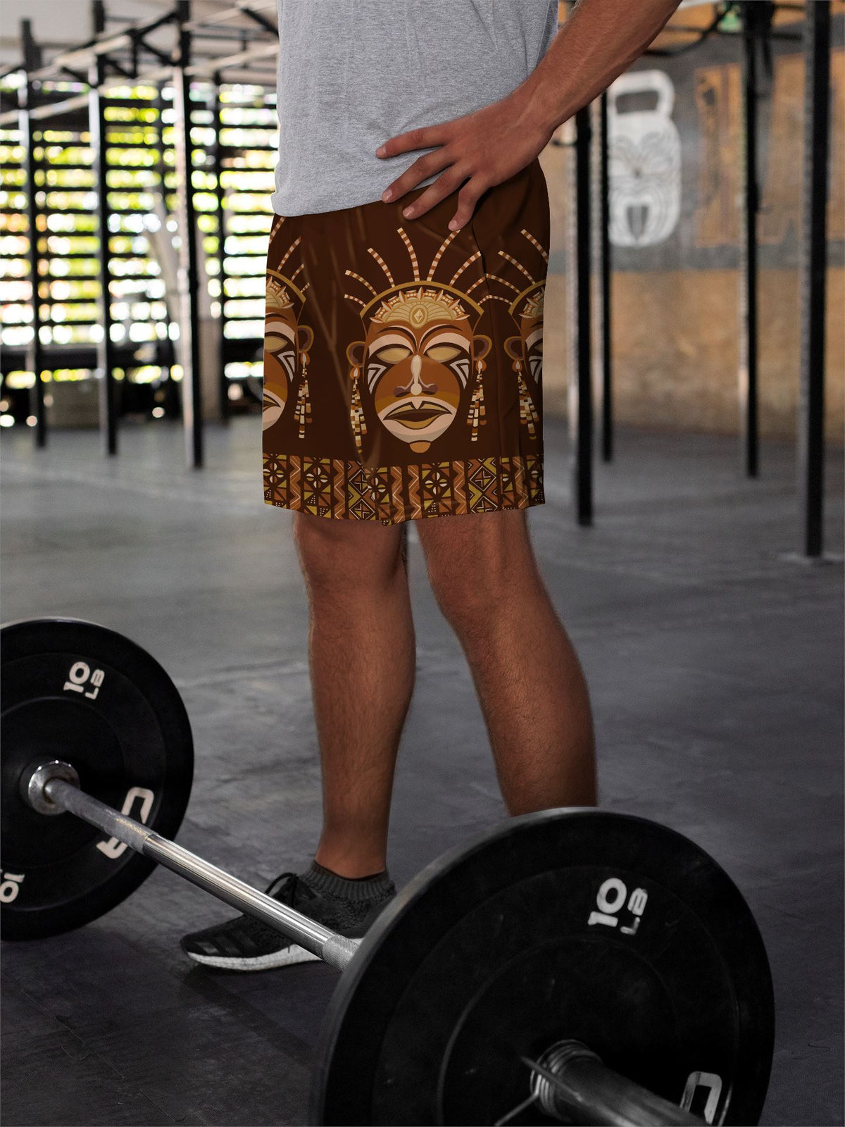 African Mask Printed Mudcloth Shorts Shorts Tianci 