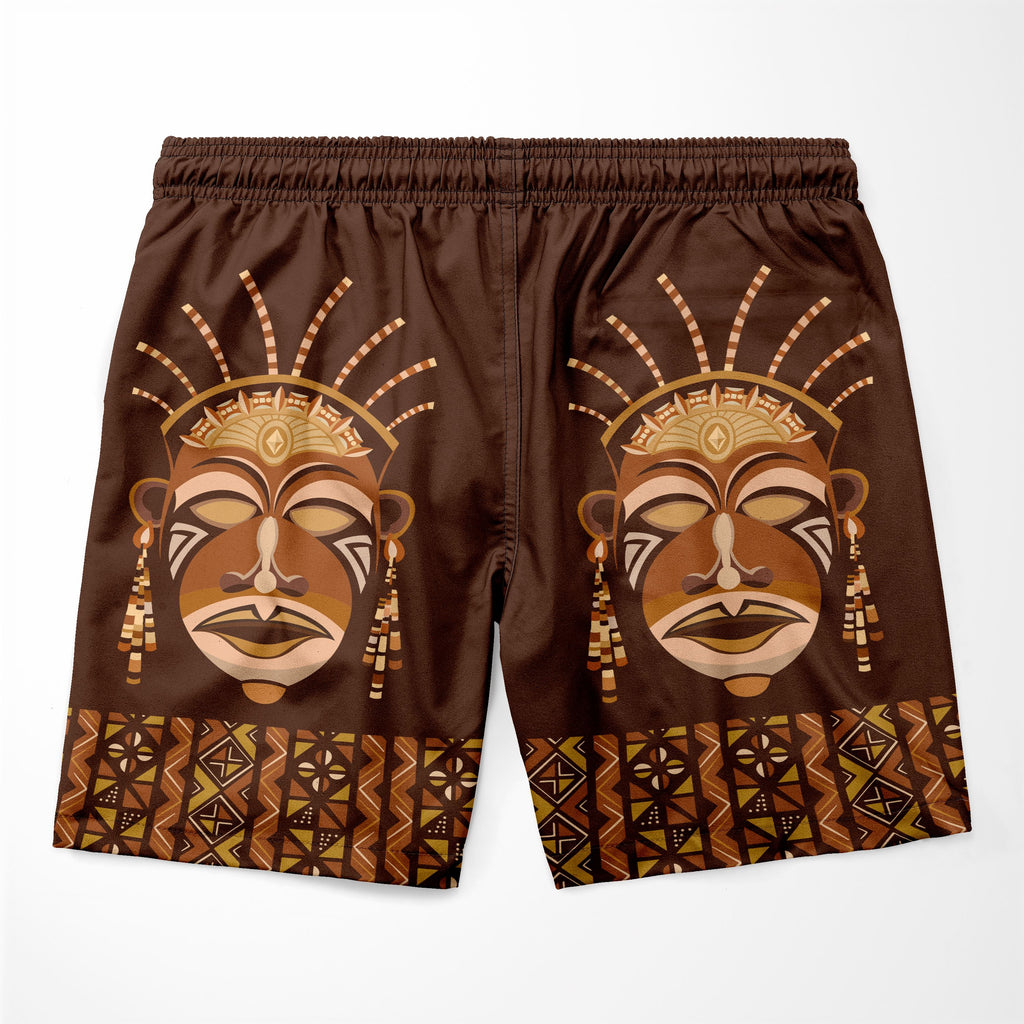 African Mask Printed Mudcloth Shorts Shorts Tianci 