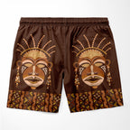 African Mask Printed Mudcloth Shorts Shorts Tianci 