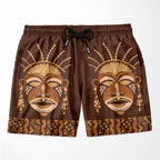 African Mask Printed Mudcloth Shorts Shorts Tianci 