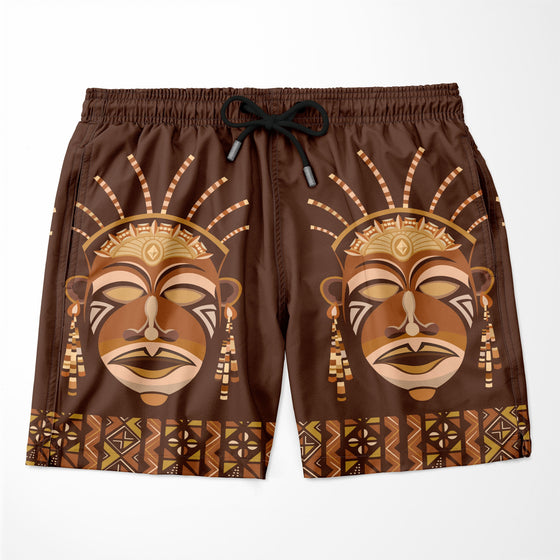 African Mask Printed Mudcloth Shorts Shorts Tianci 