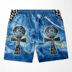 Ankh On Blue Marble Shorts Shorts Tianci 