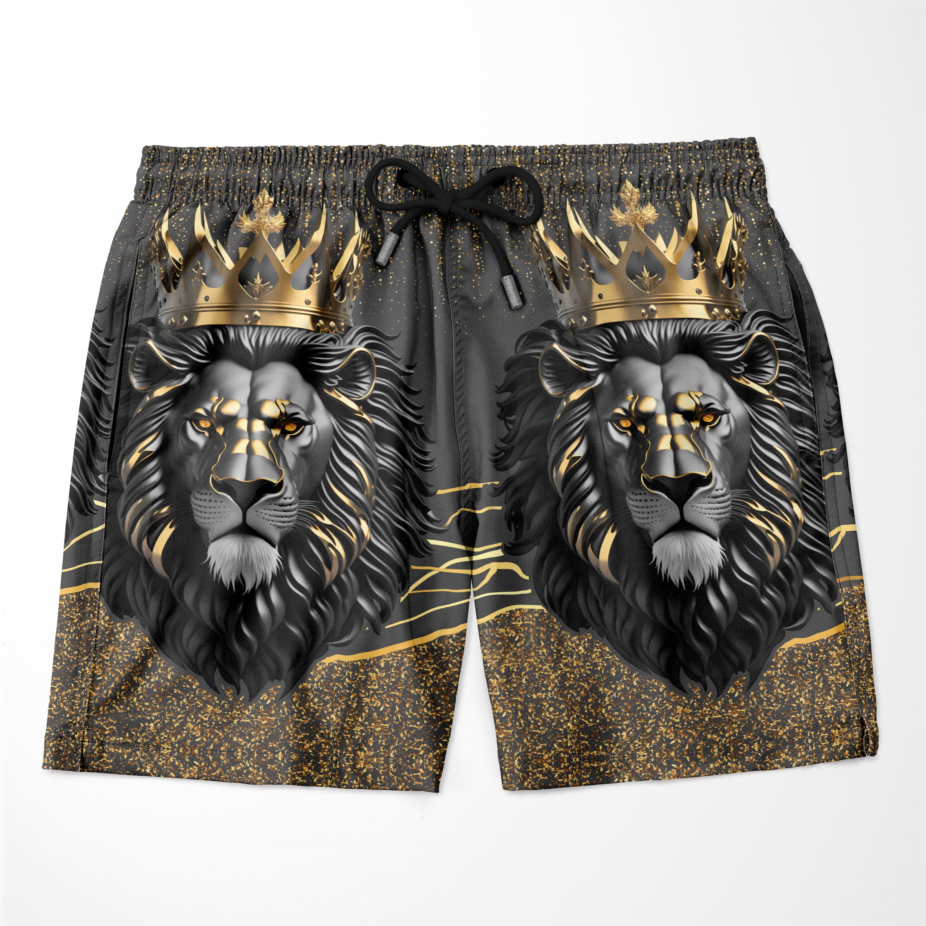 Black and Gold Lion Shorts Shorts Tianci 