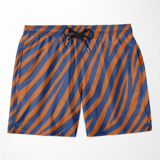Orange and Cobalt Zebra Shorts Shorts Tianci 