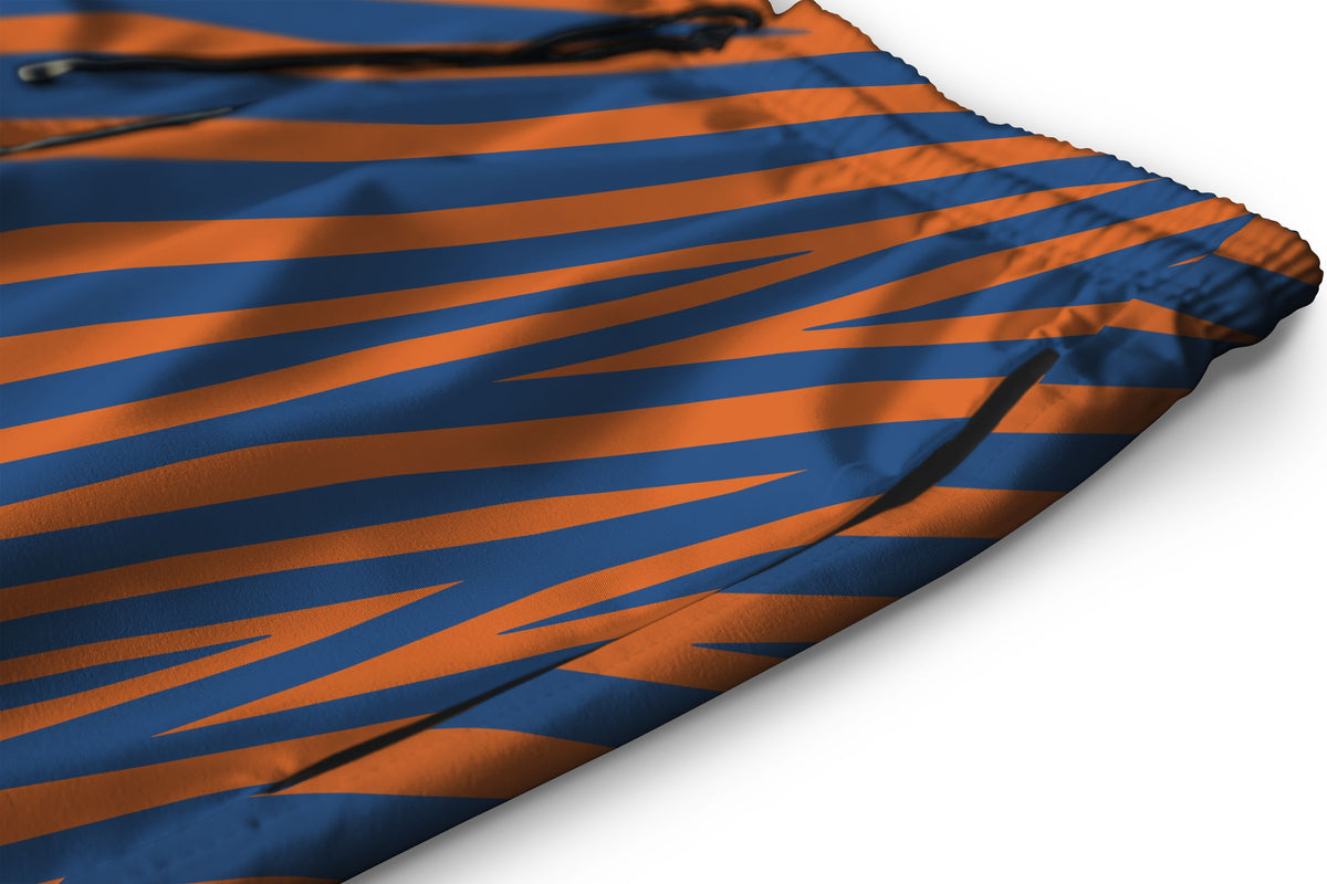 Orange and Cobalt Zebra Shorts Shorts Tianci 