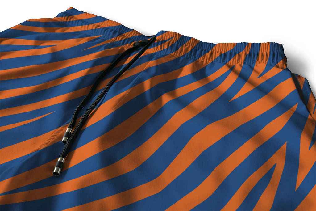 Orange and Cobalt Zebra Shorts Shorts Tianci 