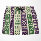 Purple and Green Mudcloth Shorts Shorts Tianci 