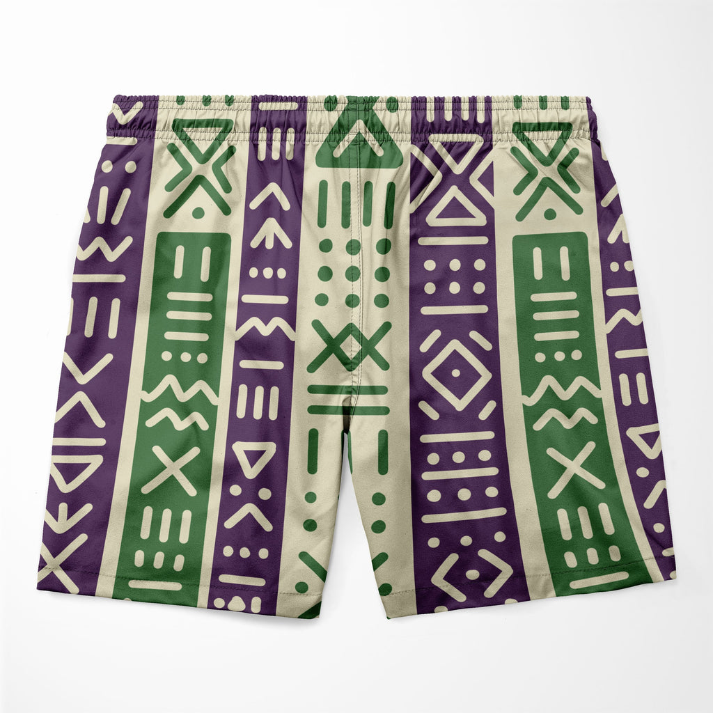 Purple and Green Mudcloth Shorts Shorts Tianci 