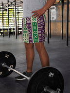 Purple and Green Mudcloth Shorts Shorts Tianci 
