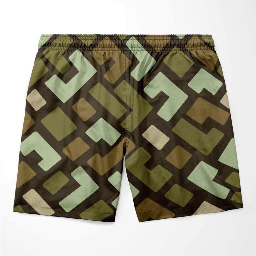 Earth Tones and Mint Green Kuba Pattern Shorts Shorts Tianci 