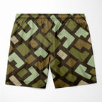 Earth Tones and Mint Green Kuba Pattern Shorts Shorts Tianci 