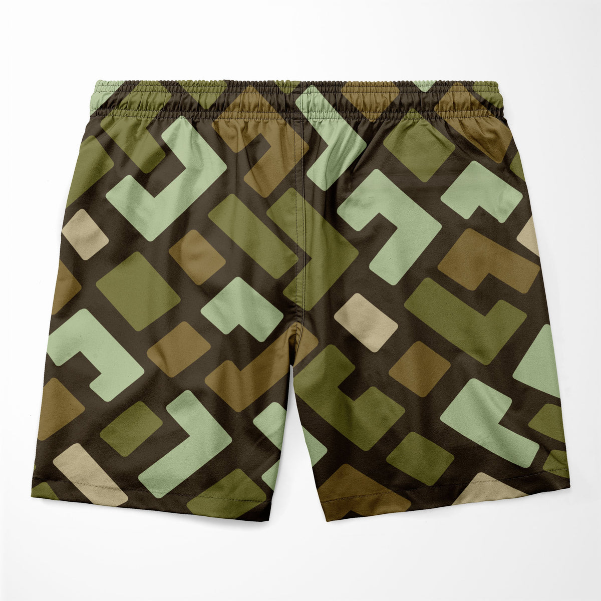 Earth Tones and Mint Green Kuba Pattern Shorts Shorts Tianci 