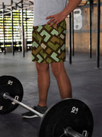 Earth Tones and Mint Green Kuba Pattern Shorts Shorts Tianci 