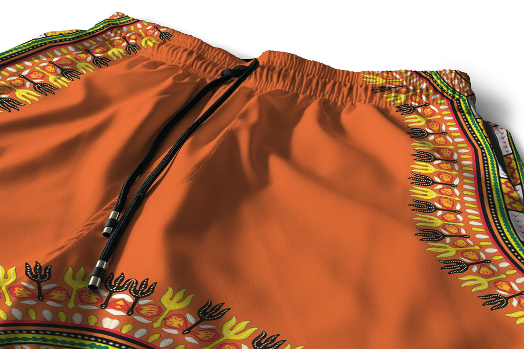 Printed Dashiki In Orange Hawaiian Shirt And Shorts Set Hawaiian Shirt And Shorts Set Melaninful 
