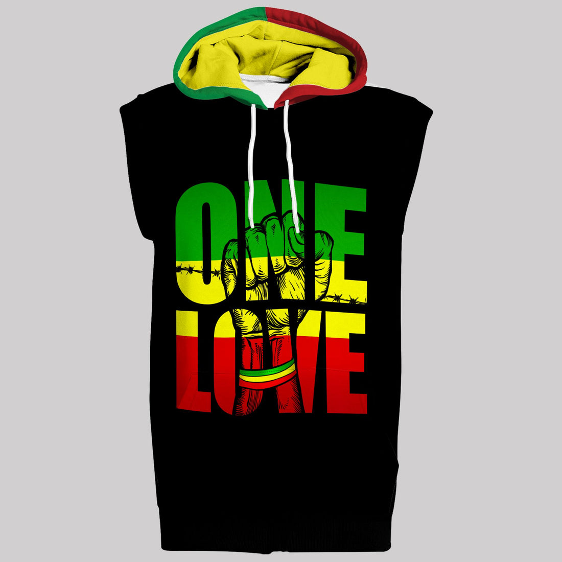 Reggae One Love Sleeveless Hoodie Sleeveless Hoodie Zootop Bear 