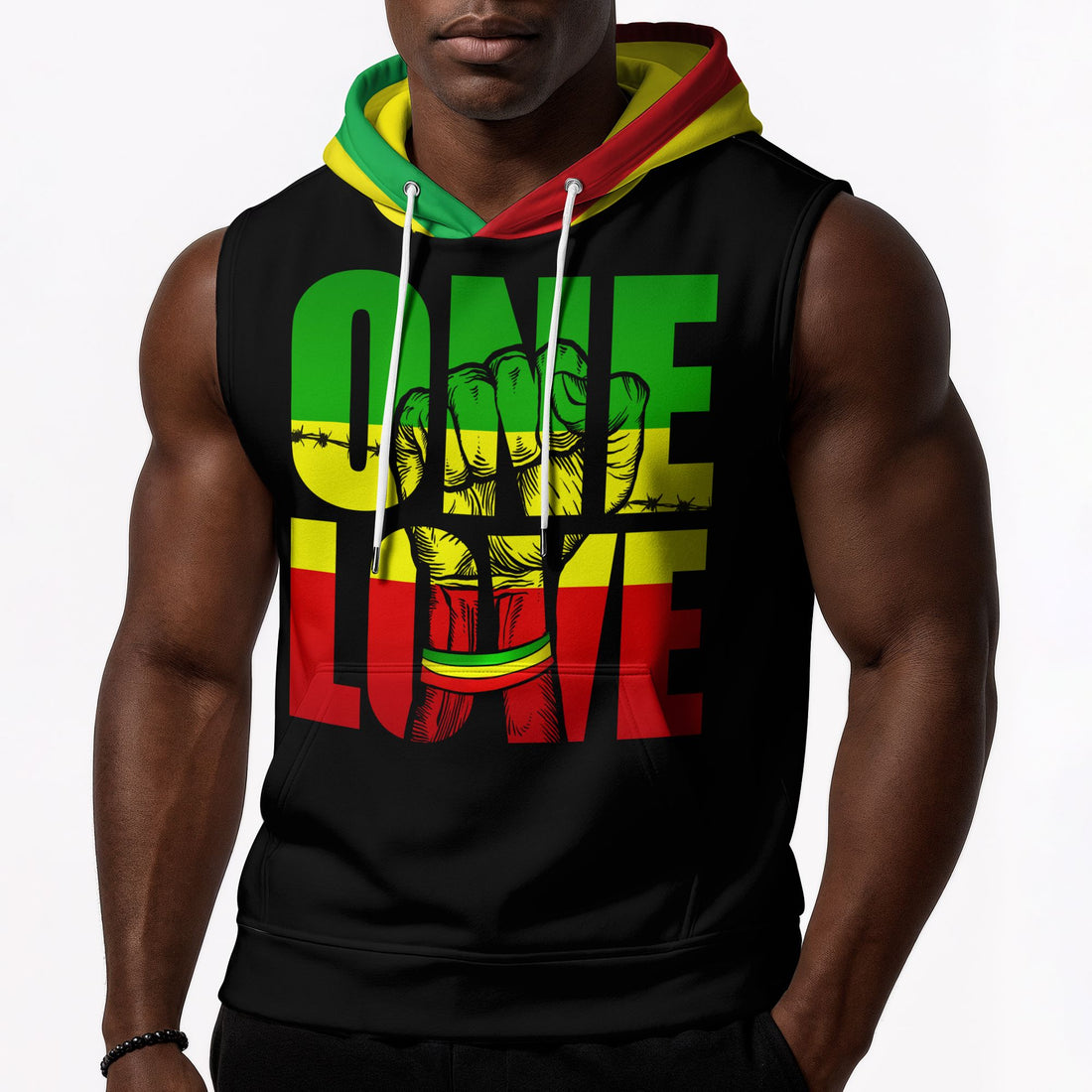 Reggae One Love Sleeveless Hoodie Sleeveless Hoodie Zootop Bear 