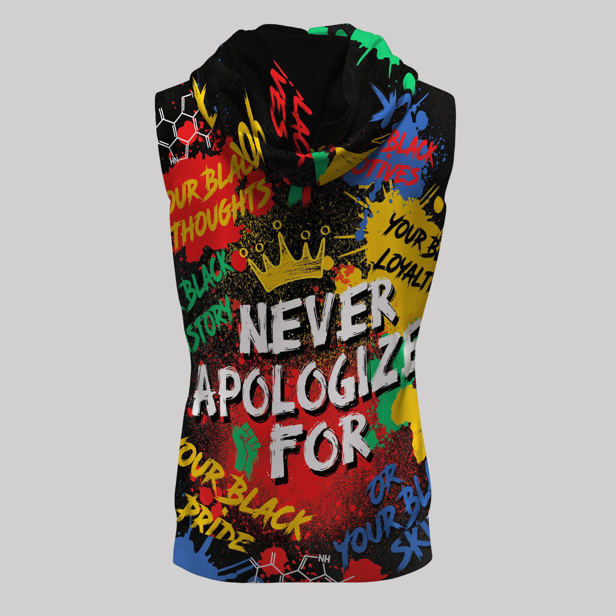 Never Apologize For Being Black Sleeveless Hoodie Sleeveless Hoodie Zootop Bear 