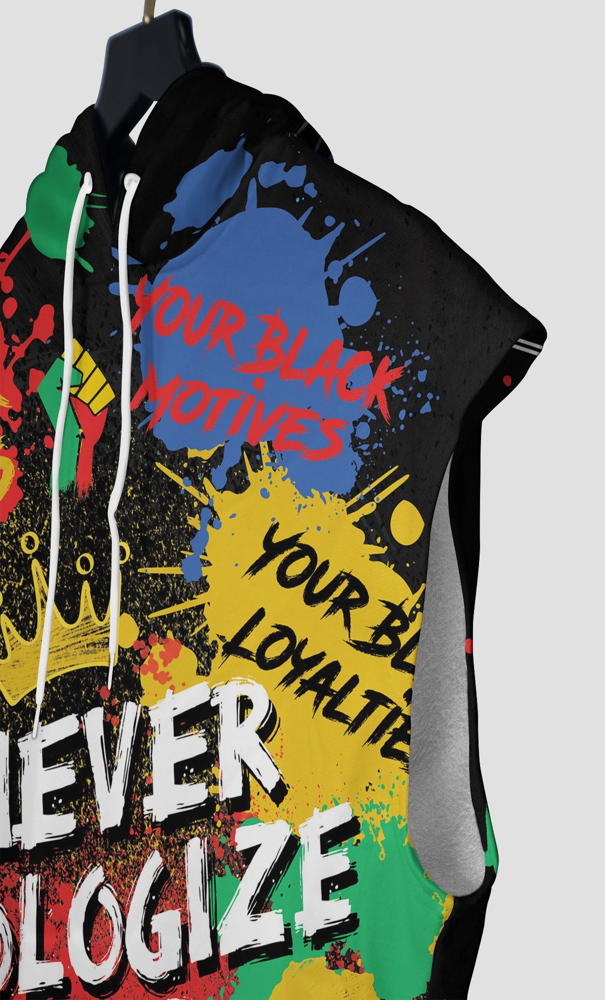 Never Apologize For Being Black Sleeveless Hoodie Sleeveless Hoodie Zootop Bear 