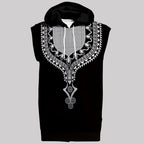 Printed Dashiki Color Black Sleeveless Hoodie Sleeveless Hoodie Zootop Bear 