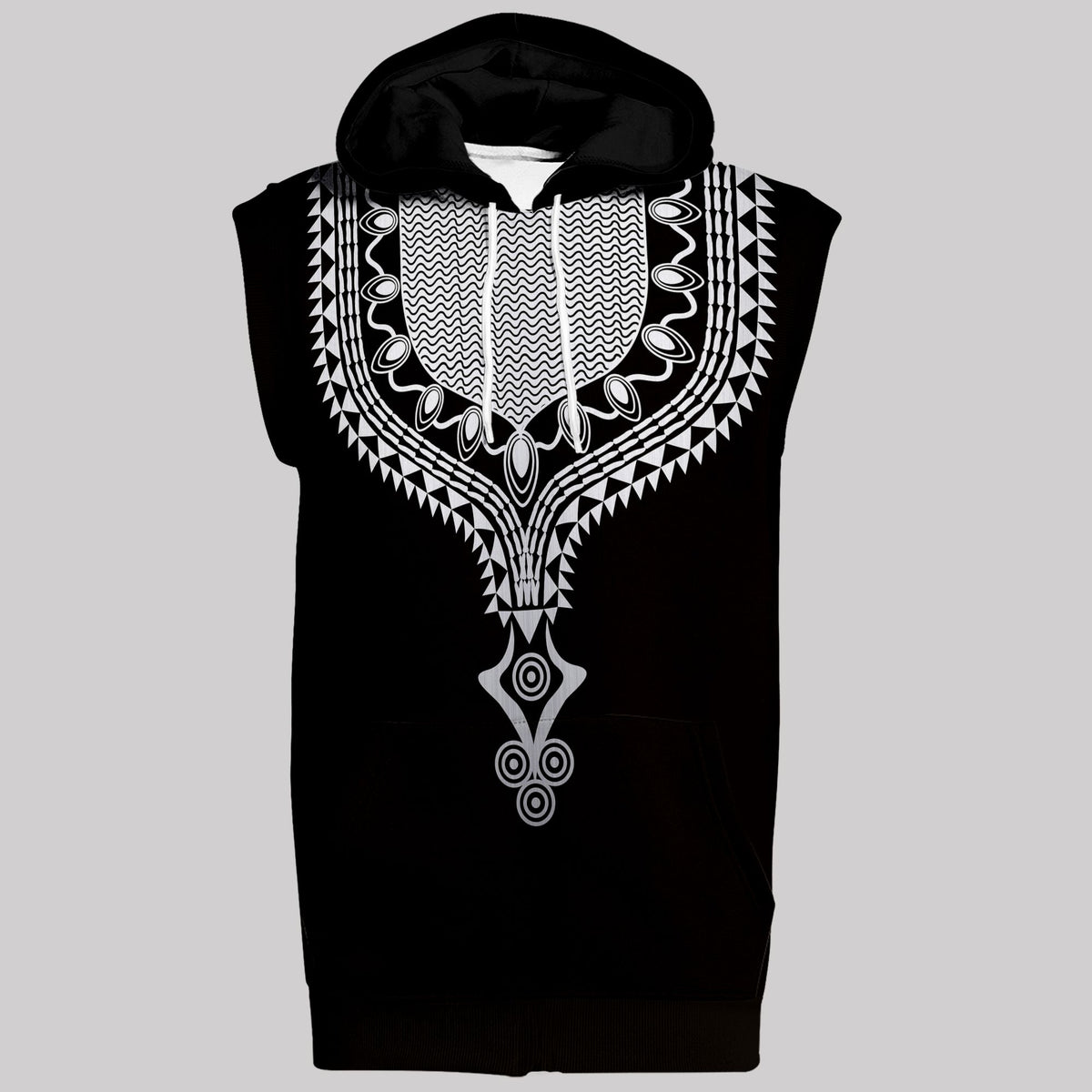 Printed Dashiki Color Black Sleeveless Hoodie Sleeveless Hoodie Zootop Bear 