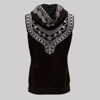 Printed Dashiki Color Black Sleeveless Hoodie Sleeveless Hoodie Zootop Bear 
