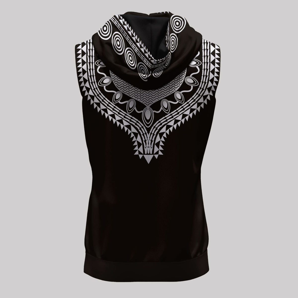 Printed Dashiki Color Black Sleeveless Hoodie Sleeveless Hoodie Zootop Bear 