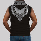 Printed Dashiki Color Black Sleeveless Hoodie Sleeveless Hoodie Zootop Bear 
