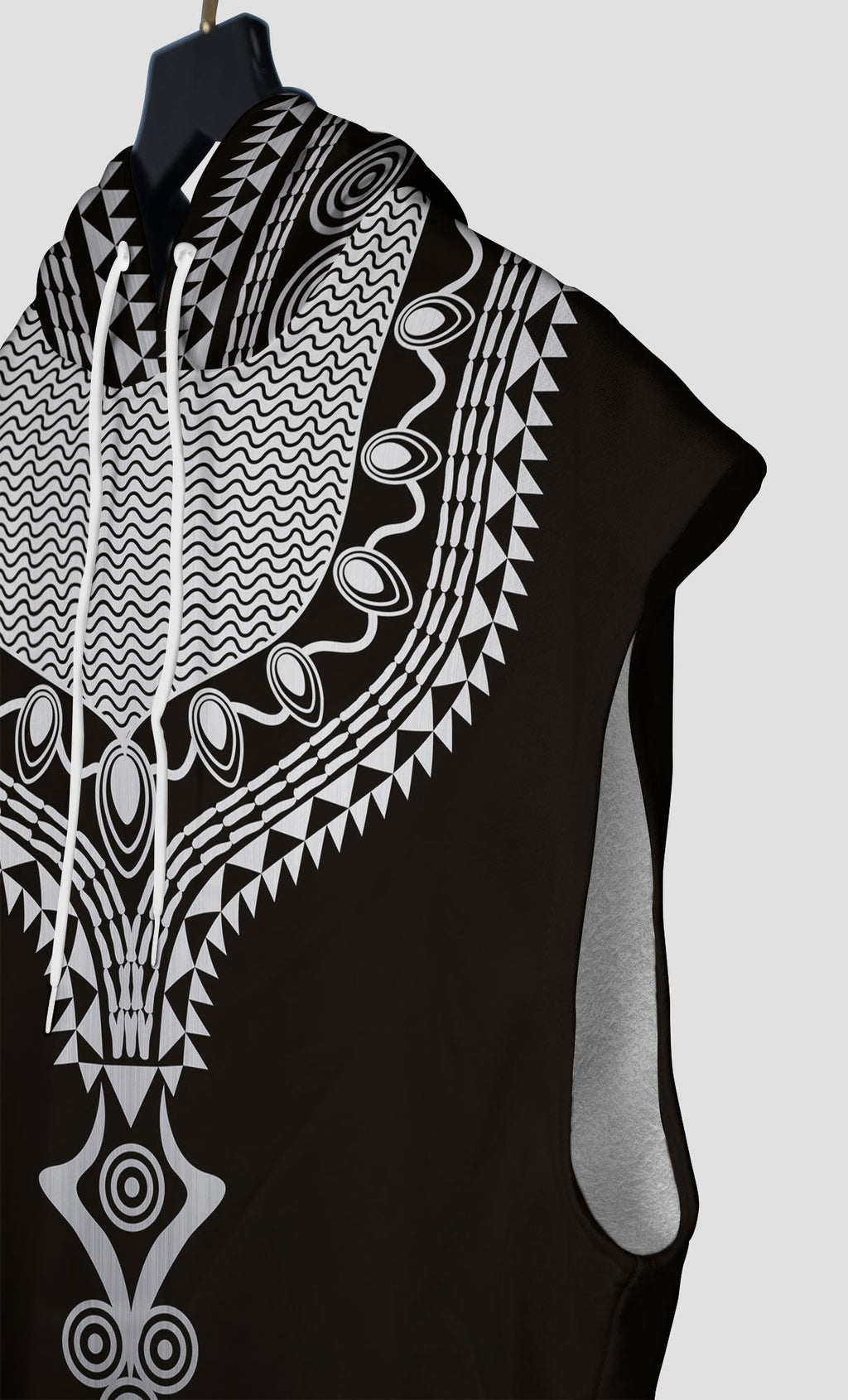 Printed Dashiki Color Black Sleeveless Hoodie Sleeveless Hoodie Zootop Bear 