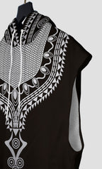 Printed Dashiki Color Black Sleeveless Hoodie Sleeveless Hoodie Zootop Bear 