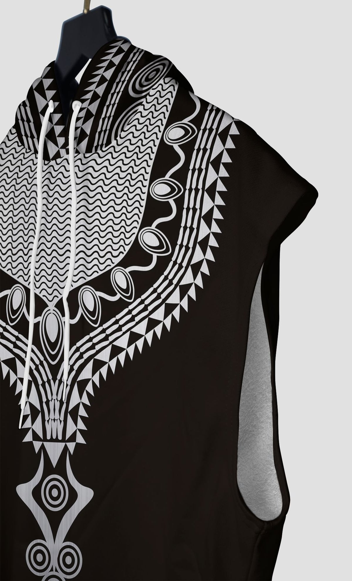 Printed Dashiki Color Black Sleeveless Hoodie Sleeveless Hoodie Zootop Bear 