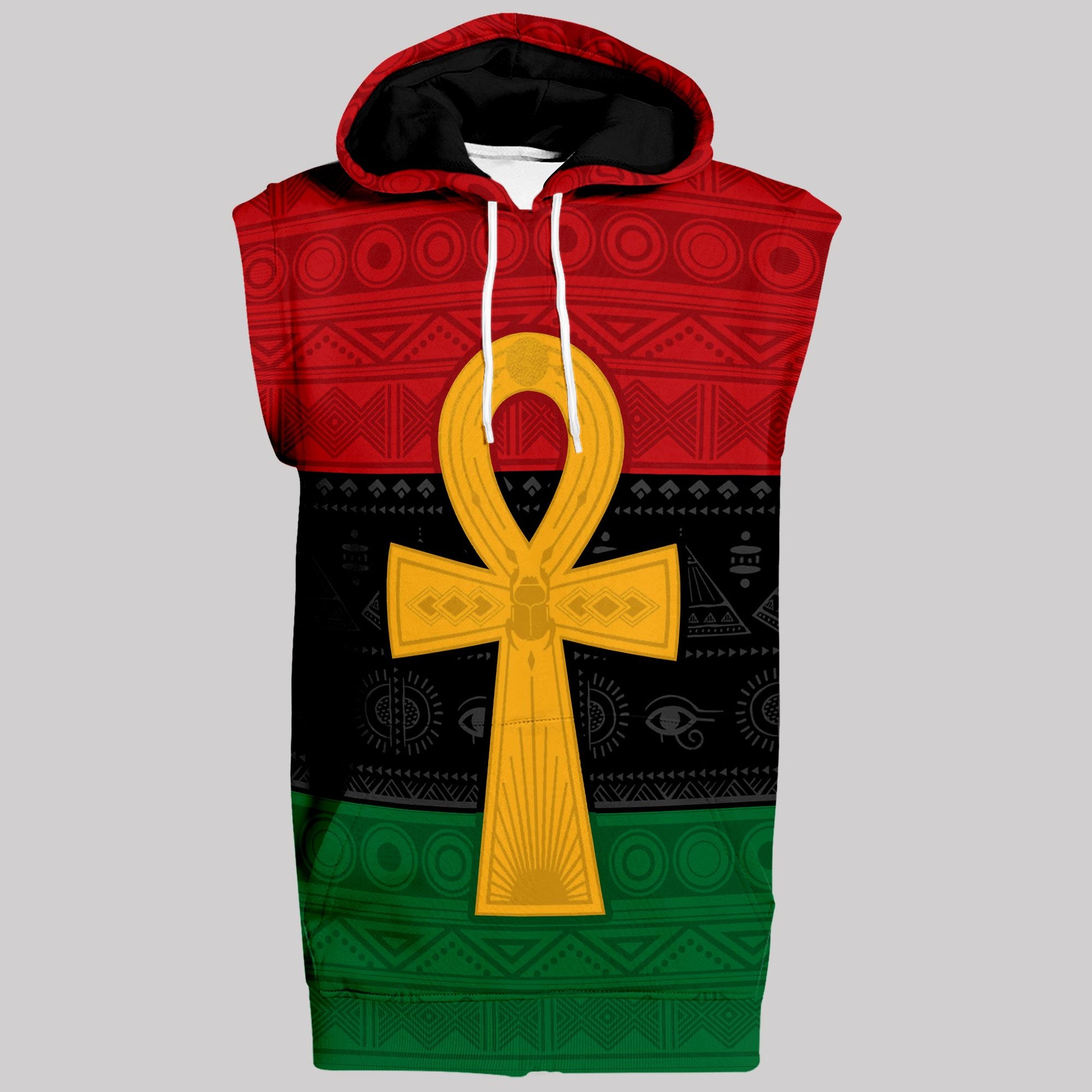 Pan African Ankh Sleeveless Hoodie Sleeveless Hoodie Zootop Bear 