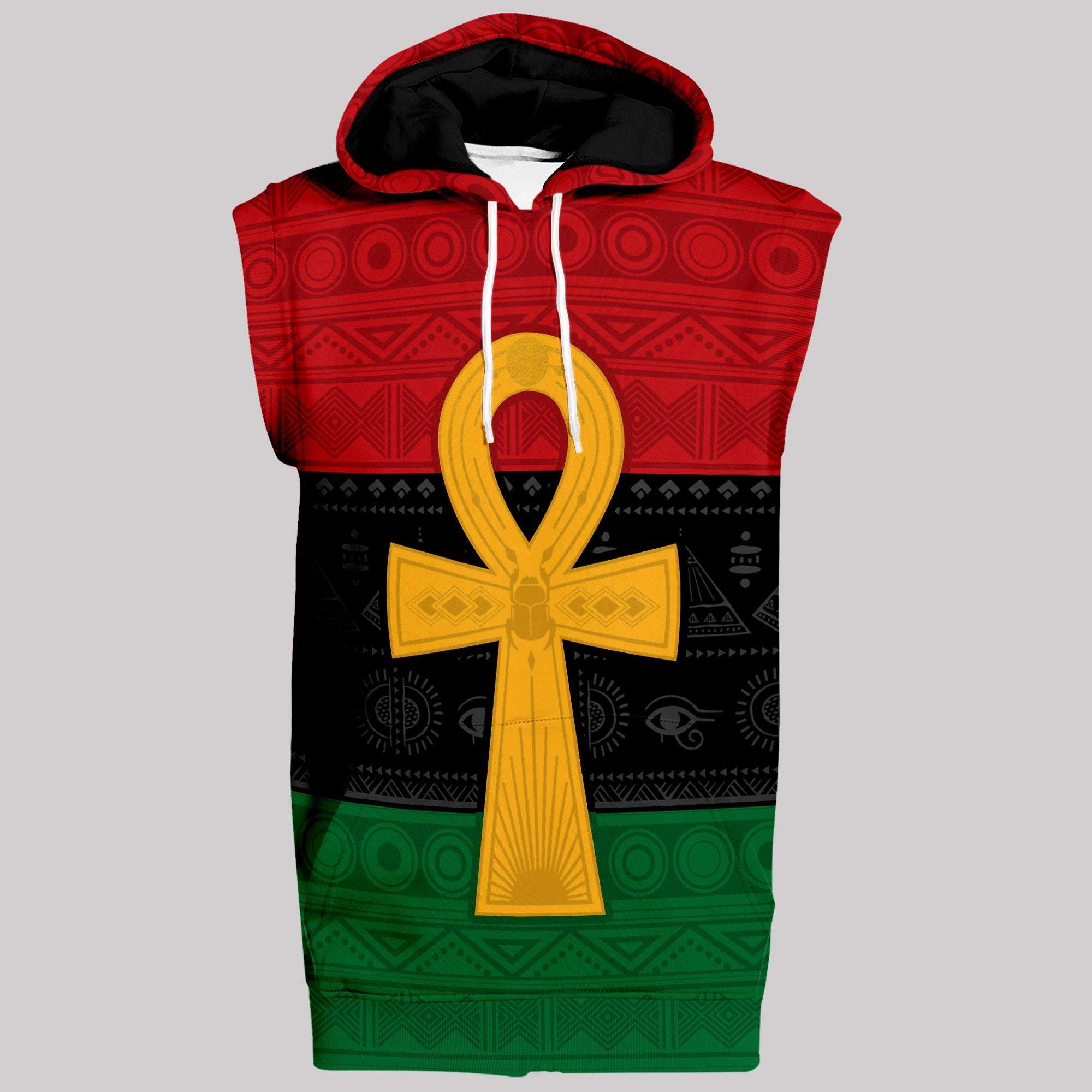 Pan African Ankh Sleeveless Hoodie Sleeveless Hoodie Zootop Bear 