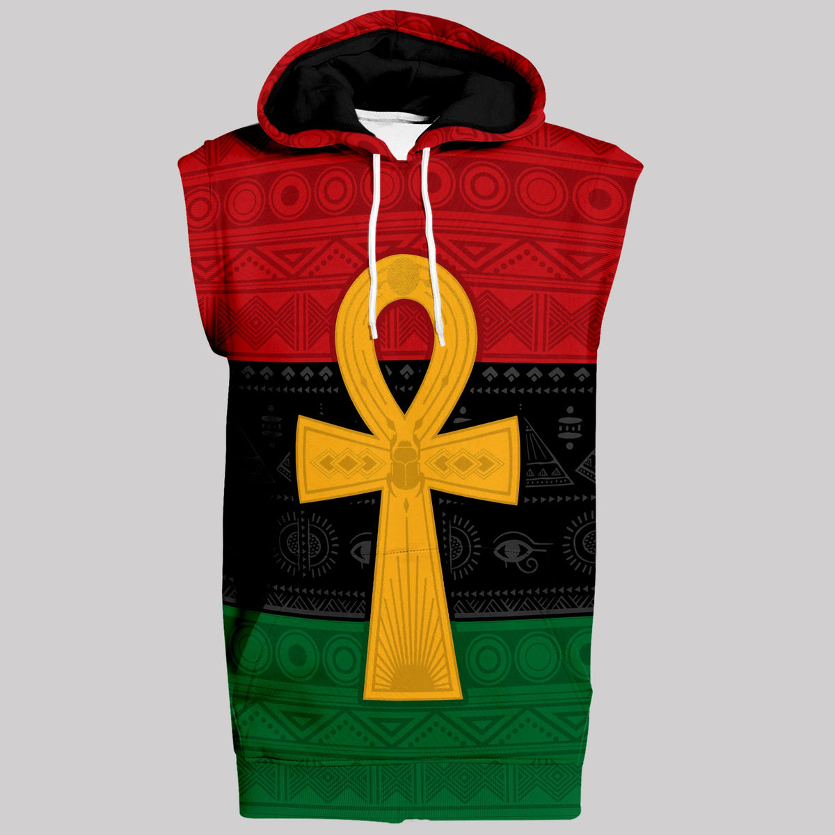 Pan African Ankh Sleeveless Hoodie Sleeveless Hoodie Zootop Bear 