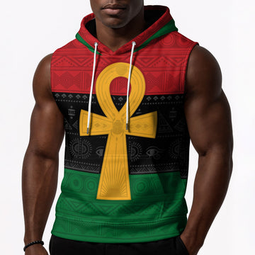 Pan African Ankh Sleeveless Hoodie Sleeveless Hoodie Zootop Bear 